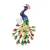 Broche Novo Pavão Lanhao Feminino Animal Óleo Gotejamento Corsage Estilo Étnico Strass Corsage Pin Acessórios