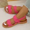 Sandalias de Playa Casuales Cómodas Antideslizantes de Suela Plana y Punta Redonda con Velcro para Mujer Moda Tallas Grandes Sandalias para Mujer