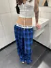 Pantalones de retazos a cuadros color block con cinturón estilo americano transfronterizos para hombre, nuevo de verano 2026, de pierna recta, hasta el suelo, casual