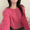 Suéter de tricô redondo colorido, doce e elaborado, com fio de cor mista, para mulheres, novo estilo outono 2026, pulôver solto e modelador, suéter macio e aconchegante