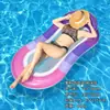 Nueva silla inflable de lunares de colores colchoneta de aire entretenimiento para piscina flotante para una persona malla de PVC engrosada tapete flotante