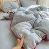 Ins Pequeño Fresco Algodón Puro Doble Capa Gasa Arrugada Juego de Cuatro Piezas Gasa de Algodón Puro Algodón Puro Amigable con la Piel Cama Sábanas de Cama Juego de Tres Piezas para Dormitorio