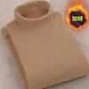 Camiseta de Manga Longa Plush Cruzada Dupla Face Gola Meia-alta Tendência Masculina Outono e Inverno Aveludada Espessa Quente Tamanho Grande Camiseta Base