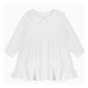 Vestido de Manga Larga de Color Sólido Nuevo para Otoño Temprano para Niñas Bebé con Cuello de Muñeca Apilado Blanco Vestido de Moda Tendencia