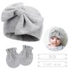 Gorro fetal para recién nacido gorro con lazo para bebé gorro cálido de moda para bebé 15 colores guantes más gorro fetal