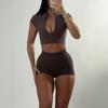 Kaikuo Estilo Europeo y Americano Deportivo Estilo Chica Caliente Conjunto de Dos Piezas de Shorts de Manga Corta con Cremallera Ropa para Mujer 2026 Verano Sitio Independiente de Amazon