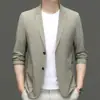 Traje Delgado de Verano para Hombre, Nuevo Casual Transpirable Elástico Anti-Arrugas Moderno Protector Solar Chaqueta Corta Traje de Moda
