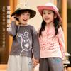 Cotton Hall Camiseta de Algodón Puro para Niños Otoño Niños y Niñas Bebé Dibujos Animados Tops Camisetas de Manga Larga para Niños Transpirables