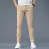 Pantalones Casuales Ajustados de Color Caqui Sólido, Delgados, para Hombre, Verano 2026, Pantalones Largos Versátiles de Verano