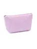 Bolsa de maquillaje de lana de cordero, bolsa de almacenamiento de artículos de tocador portátil para mujer de gran capacidad, bolsa de maquillaje de viaje simple, bolsa de maquillaje linda