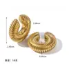Clip para oreja retro hueco de acero inoxidable de alta calidad europeo y americano, clip para oreja de titanio con hilo retorcido, moda para mujer, lujo ligero, personalidad