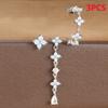 Ins Style Blue Zircon Brincos Cobre Banhado 18K Ouro Real Picareta Broca Flor Brincos Cross-border Estilo Coreano Terno Brincos