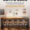 Mesa de bar de madera maciza para el hogar, balcón, pared, mesa estrecha, mesa larga, tienda de té con leche, bar, mesa alta con base y silla, combinación comercial