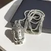 Colar Longo Vintage Cadeado da Longevidade Cabeça de Buda Corrente para Suéter Versátil Cabaceira Cadeado Ruyi Buda da Chama Cruzamento Transfronteiriço Transmissão ao Vivo Colar