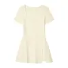 Comércio Exterior 2026 Primavera Novo Estilo Europeu e Americano Moda Feminina Sexy Hot Girl Cor Sólida Fenda Lateral Malha Manga Curta Top