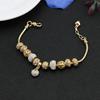 Pulsera transfronteriza de amor con diamantes completos color oro KC chapada en oro, creativa, con cadena de hueso de serpiente con cuentas, para damas, Nueva