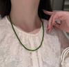 Collar blanco Zhou Dongyu, collar de calcedonia verde con cuentas de color jaspe, nuevo collar de estilo chino para mujer, nuevo y elegante
