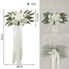 Decoração de cadeira com encosto para evento ao ar livre estilo ocidental Decoração de cadeira com flor flor amarrada flor artificial flor artificial festa de casamento plástico flor de seda