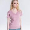 Nova Camiseta de Algodão Mercerizado de 15 Cores Dupla Face 80 Fios para Mulheres Branca Manga Curta Verão Solta Gola Redonda V Top Camiseta para Usar por Baixo