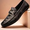 Moda Tendencia 2025 Nueva Primavera y Otoño Zapatos de Hombre de Gama Alta Mocasines con Patrón de Cocodrilo Zapatos de Cuero Casual de Lujo Ligero para Hombre