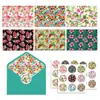 HK116 Tarjeta de Felicitación Flor de Hibisco, Sobre para Tarjeta de Felicitación de Adultos y Niños, Pegatinas de Colores para Tarjeta de Felicitación de Regalo con Flores
