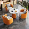 Mesa e cadeiras de negociação Conjunto para escritório de vendas Recepção Reunião de convidados Lazer Sofá individual Shopping center Salão de beleza Hotel Mesa de centro de pedra sinterizada