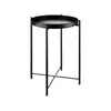 Mesa Lateral Pequena - Mesa Lateral de Metal, Mesa Lateral de Café para Sofá Pequena à Prova d'Água, Adequada para Quarto, Uso Interno e Externo, com Bandeja Removível