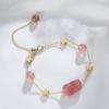 Pulseira Corajosa de Cristal Natural Feminina Estilo Nacional Design de Nicho Pulseira de Cristal Morango Pulseira de Ametista Lua Cinzenta