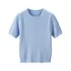 Tejido de Punto de Manga Corta Estilo Coreano para Mujer 2026 Nuevo Reductor de Edad Camisa Versátil Cuello Redondo Corto Elegante de Principios de Primavera