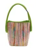 Bolso de Mano Tejido a Rayas Colorido de Verano para Mujer Modelo 2026 Bolso Cuadrado Pequeño Simple de Verano Bolso de Hombro de Moda