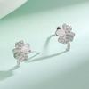 Pendientes de Trébol de Cuatro Hojas con Circonita Microincrustada de Plata Pura S999 para Mujer, Pendientes de Lujo Ligero de Nicho de Gama Alta, Exquisitos Accesorios para Orejas Versátiles al por Mayor
