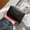 Versión Coreana Ins Bolso Suave y Ceroso Suave Cartera Pequeña con Ojo Billetera Corta Cremallera Hilo Oculto Billetera para Monedas Portatarjetas