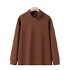 Sudadera de lana y seda de morera con media cremallera y cuello alto, hecha a medida para otoño e invierno, top casual de punto de manga larga, prenda exterior