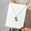 Colar de prata esterlina S925 para meninas, pingente quadrado de marca, design de nicho, corrente de clavícula moderna, estilo jovem personalizado