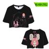 Spy play house anime periférico impressão suave e confortável umbigo manga curta top simples doce camiseta curta roupas femininas