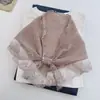Bufanda Triangular de Encaje Patchwork Tie-Dye de Algodón Suave para Mujer con Estilo Pastoral Texturizado