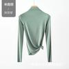 Camisa Básica de Modal Otoño e Invierno para Mujer con Cuello Semi Alto Manga Larga Interior Talla Grande Holgada Estilo Occidental Combinable Top Negro