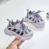 2026 Otoño Nuevo Estilo Coreano de Moda Versátil Suela Suave Antideslizante Malla Velcro Tenis para Niños y Niñas