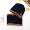 Gorro de invierno para niños y niñas, gorro de lana de punto para niños, gorro de bebé cálido con forro polar, bufanda, traje de dos piezas de moda