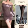 Naranja Amistad Lencería Sexy Deseo Puro Vestido Morado Sexy Ajustado Hombros Descubiertos Encaje Bodycon Vestido para Mujer A880