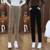 Calças Harlan Outono e Inverno com Forro de Lã Calças Casuais 2024 Novas Slim Cintura Alta Reta Quentes Calças Largas Skinny
