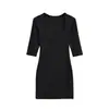 2587-Vestido Sexy de Manga Média Estilo Europeu e Americano para Mulheres 2025 Novo Decote Quadrado Ajuste na Cintura Slim Fit Bodycon