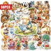 Compra directa transfronteriza de 50 lindas pegatinas decorativas impermeables de dibujos animados de animales para cuadernos y equipaje