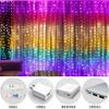 Cortina de luz con control de voz y música USB, ocho funciones, 3 x 3 LED, cadena de luces de colores, decoración navideña, cortina de luz LED arcoíris