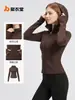 Chaqueta de yoga Juyitang con forro polar para otoño e invierno, cálida, ajustada, con cintura ajustada, ropa de yoga con capucha gruesa para mujer