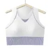Sujetador deportivo sin costuras de color de contraste, camiseta sin mangas para mujer que levanta y moldea la espalda, secado rápido de verano, copa integrada, se puede usar como prenda exterior