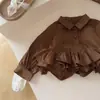 Conjunto de Primavera y Otoño para Niñas 2026 Nuevo Estilo Camisa de Manga Larga con Cuello Volante y Pantalones Largos en Estilo Melard Conjunto de Dos Piezas para Exportación