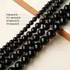 Runya Cristal Obsidiana Negra Natural Cuentas Redondas Semiacabadas para Manualidades Cuentas Sueltas Accesorios para Cuentas al por Mayor