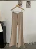 Omalai Primavera 2026 Cintura Alta Adelgazante Elásticos Fruncidos Elegantes Cintura en V Rectos Acampanados Pantalones Largos Toma Real 6905
