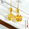 Accesorios Antiguos Chapados en Oro, Personaje de la Fortuna de Año Nuevo, Colgante de Gato de la Suerte, Adorno Colgante para Coche, Estilo Tendencia Nacional, Accesorios de Joyería Chapados en Oro de Cobre